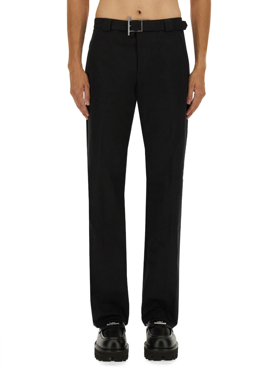 Alexander Mcqueen Men's Pants With "T-Bar" Belt black slacks trousers