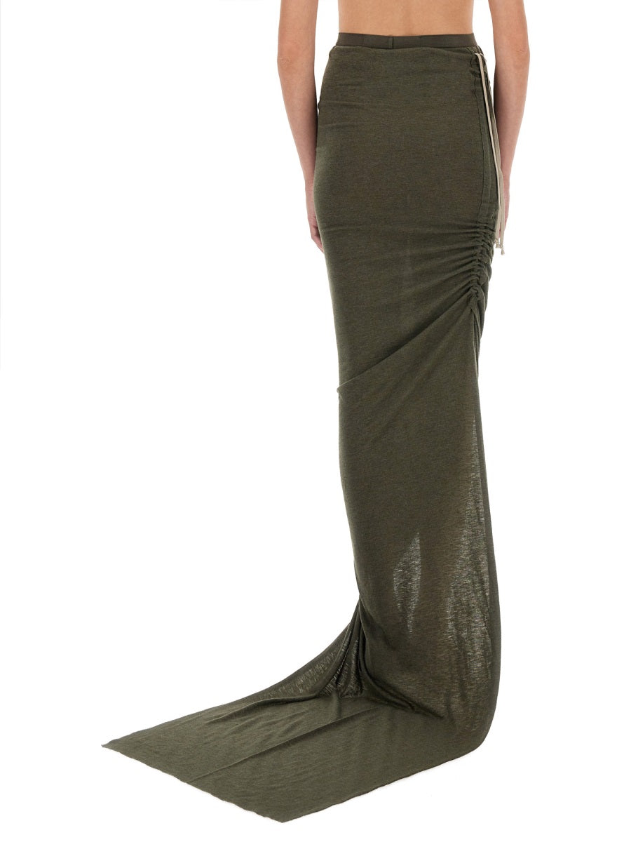 Rick Owens ladies long "Edfu" Skirt army green