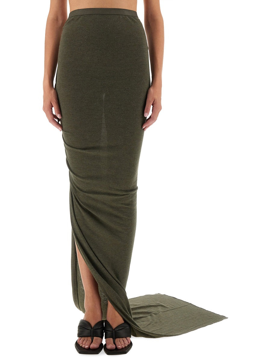Rick Owens ladies long "Edfu" Skirt army green