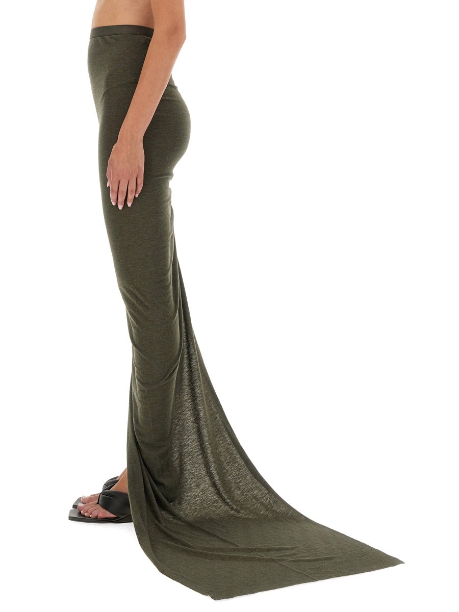 Rick Owens ladies long "Edfu" Skirt army green
