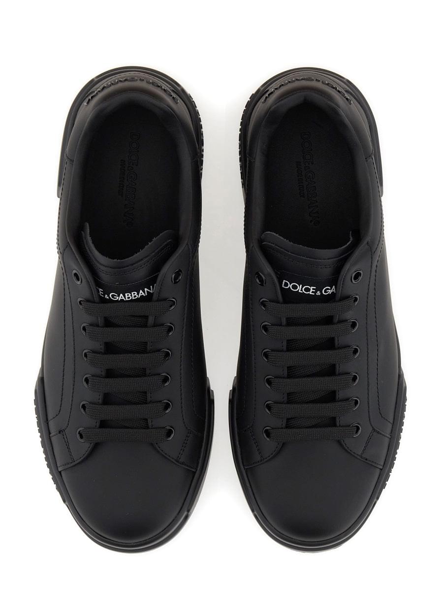 Dolce & Gabbana Men's "Portofino" Sneakers shoes Black leather