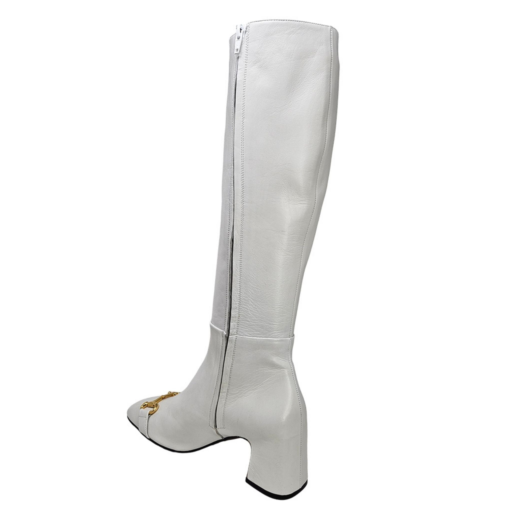 White Tall Lock Boot Madison Maison leather knee boots Madison Maison
