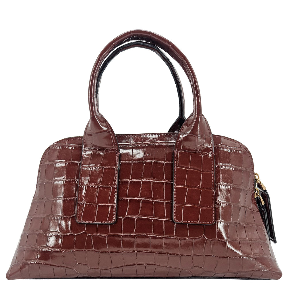 Niky Mid Brown Moc Croc Leather Mini tote Bag Madison Maison Italy croco