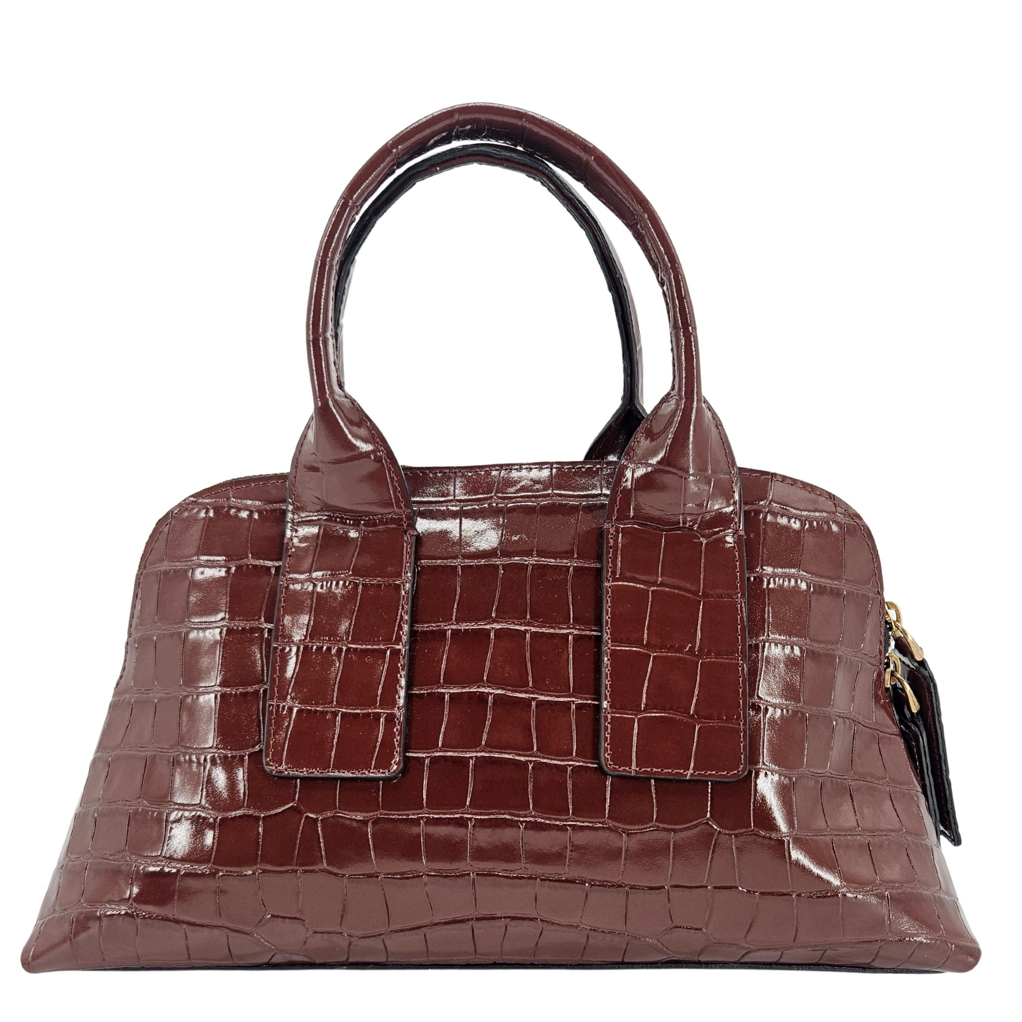 Niky Mid Brown Moc Croc Leather Mini tote Bag Madison Maison Italy croco