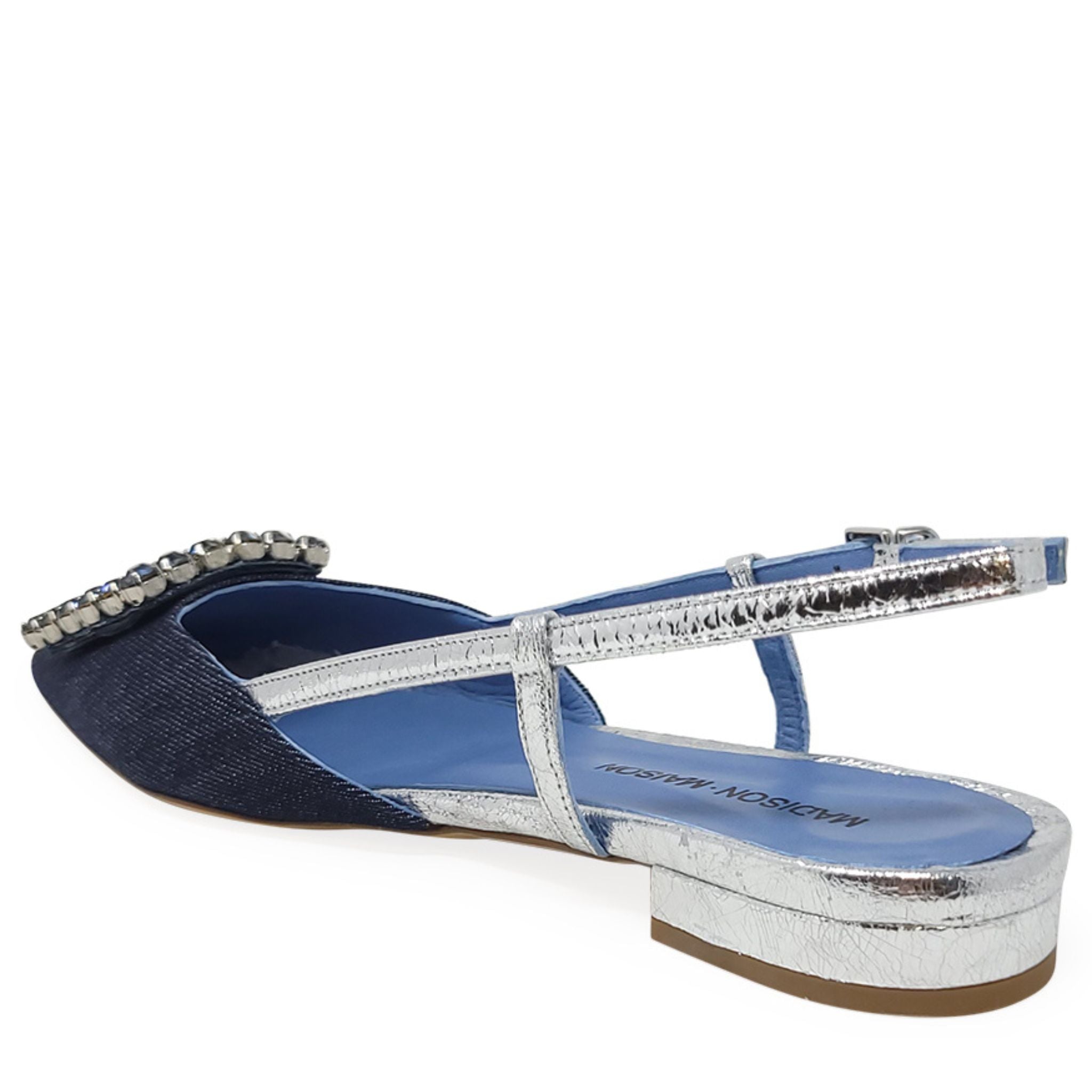 Denim/Silver Sling Back Flat shoes Madison Maison Beverly Hills