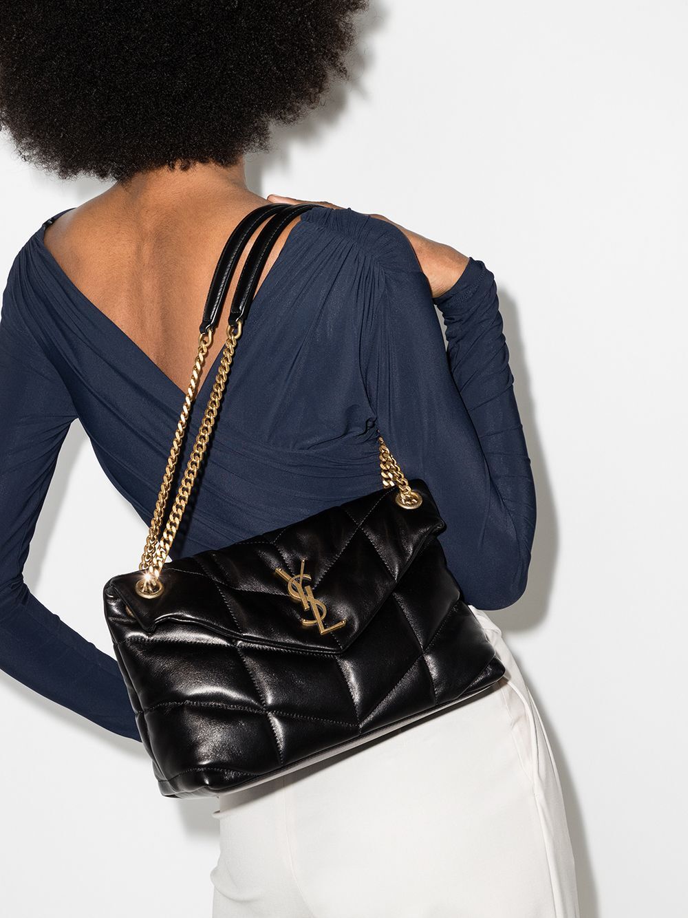 YSL Saint Laurent ladies Small Loulou Puffer Bag Nappa Leather black