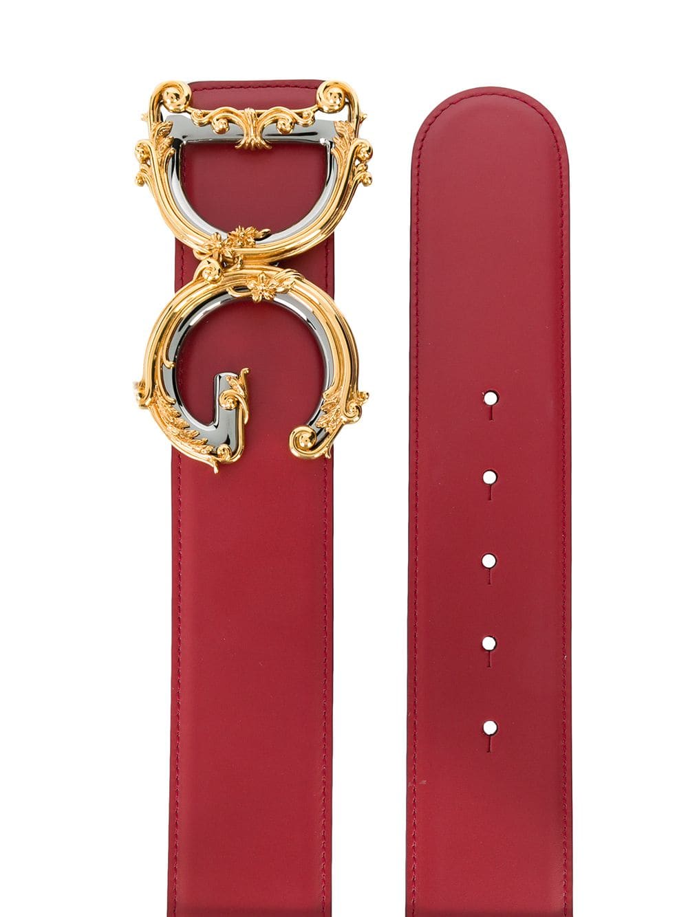 Dolce & Gabbana ladies Red leather Belt DG buckle gold