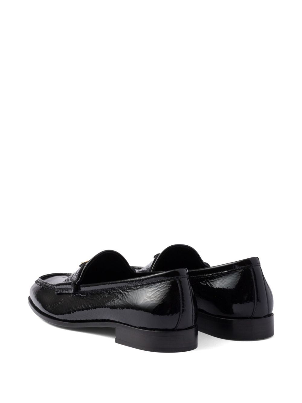 Prada ladies Patent Leather Loafers black shoes with logo