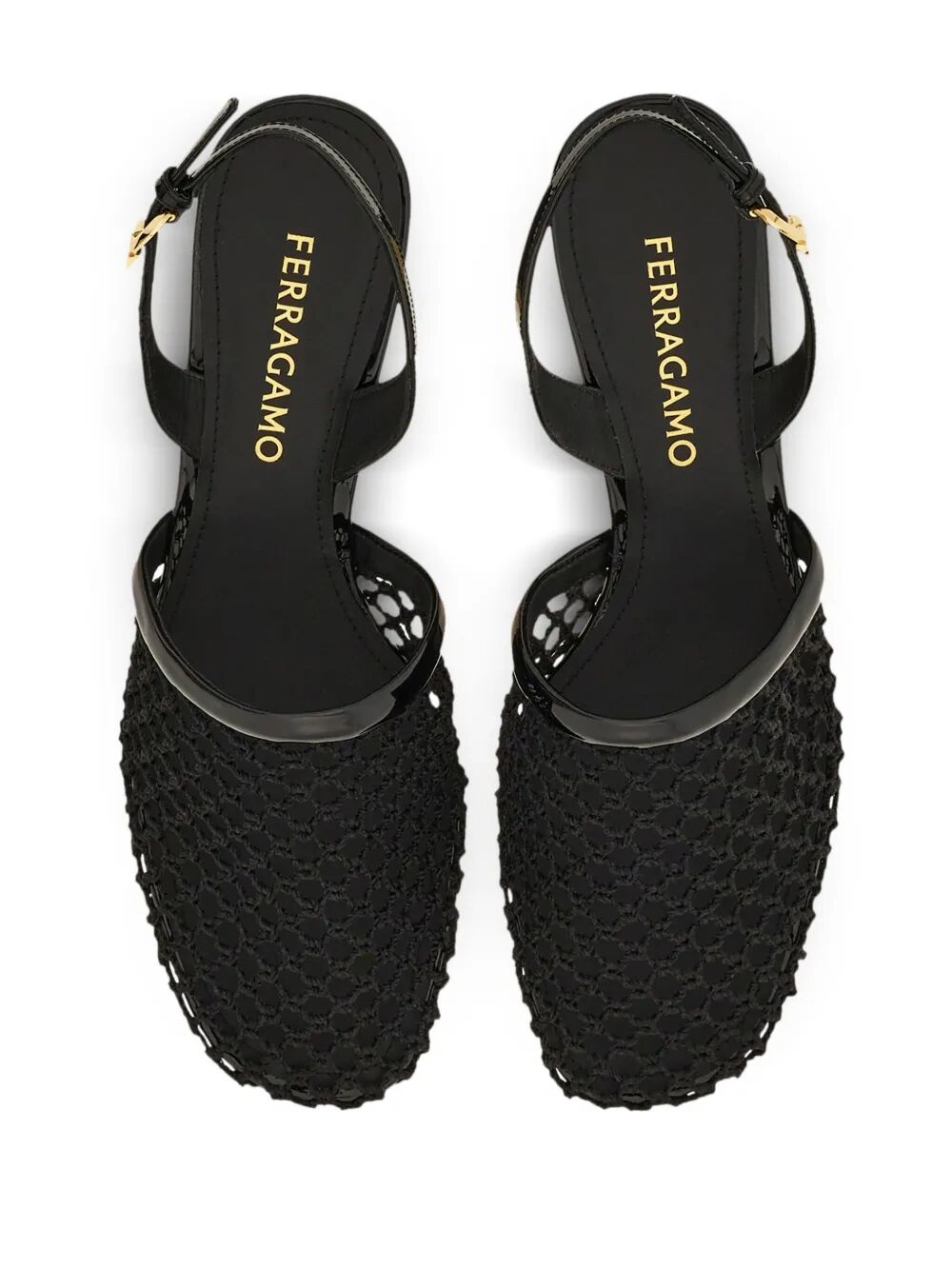 Ferragamo ladies Kay 40 Mesh And Leather Slingback heels low shoes
