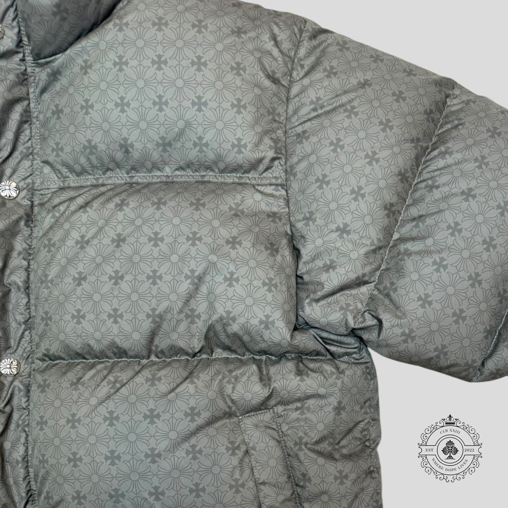 Chrome Heart Plus Pattern Puffer Jacket in Olive Green Coat parka XL