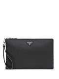 Prada Men's Re-Nylon And Saffiano Leather Pouch case zip bag unisex