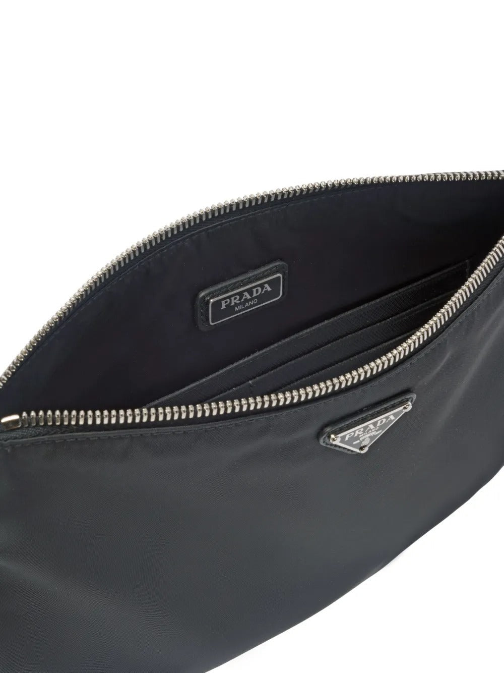 Prada Men's Re-Nylon And Saffiano Leather Pouch case zip bag unisex