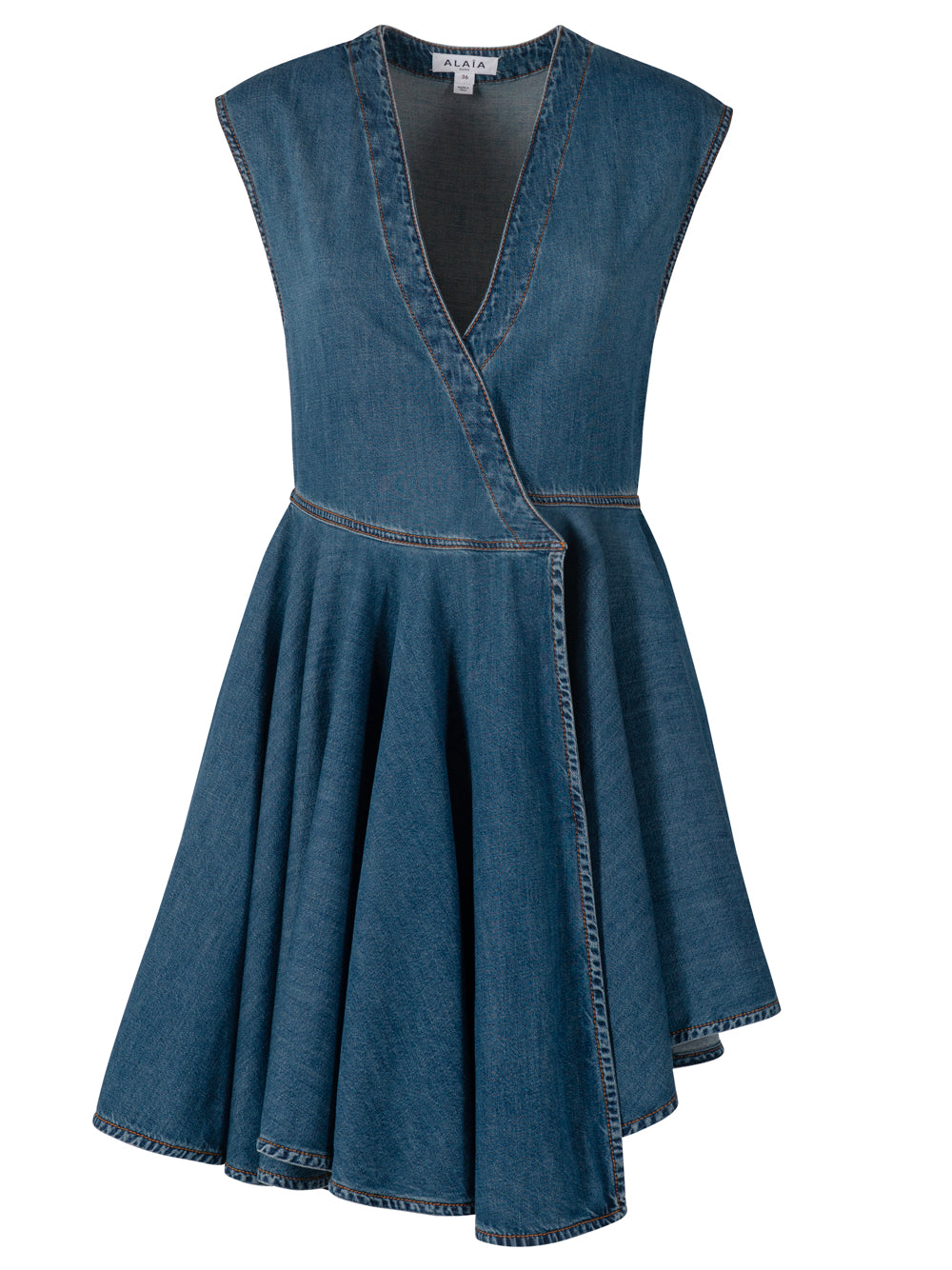 Alaia Paris ladies Deep Stone Denim Wrap Dress blue jean