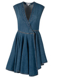 Alaia Paris ladies Deep Stone Denim Wrap Dress blue jean