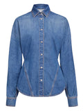 Alaia ladies Round hem Denim Shirt Top Blouse