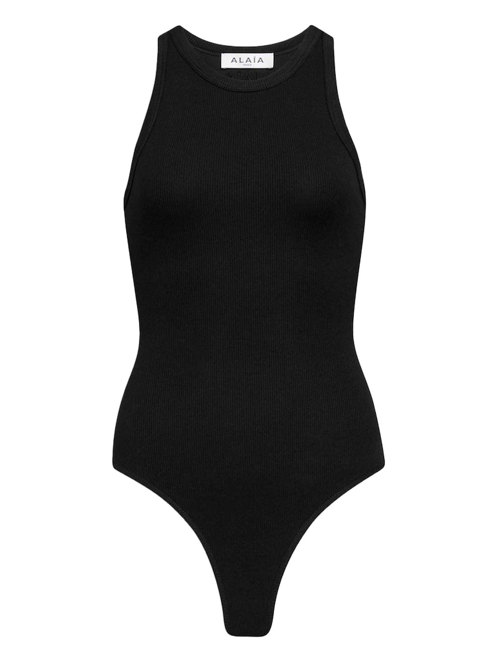 Alaia ladies Sculpting Rib Jersey Bodysuit black one-piece outfit leotard