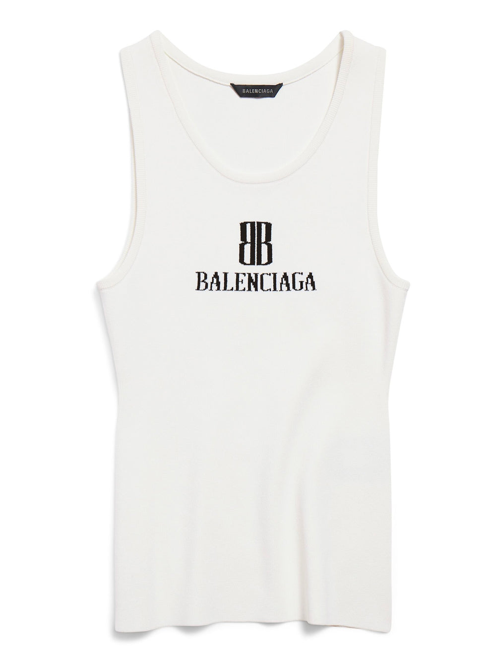 Balenciaga ladies Nano Tank Top white with black BB logo