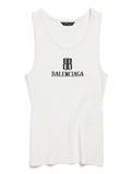Balenciaga ladies Nano Tank Top white with black BB logo