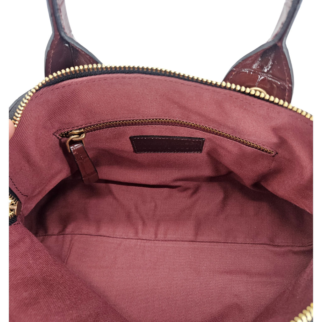 Niky Mid Brown Moc Croc Leather Mini tote Bag Madison Maison Italy croco