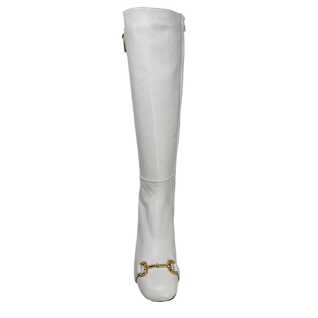 White Tall Lock Boot Madison Maison leather knee boots Madison Maison