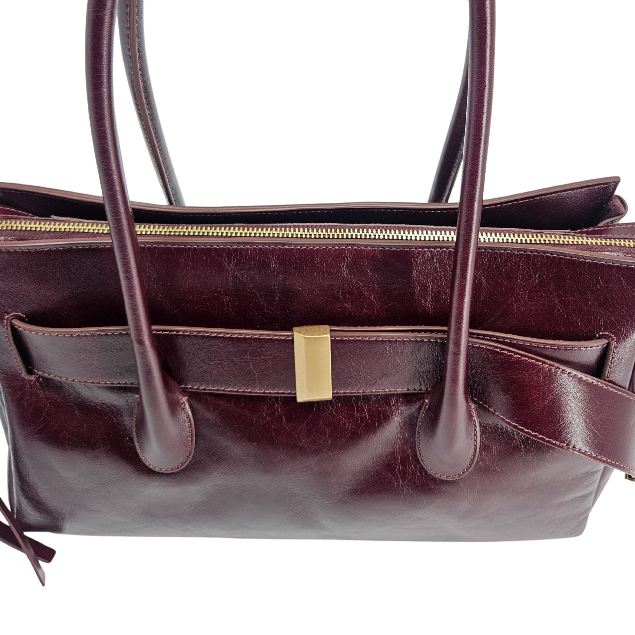 Emeralda Burgundy Leather Shoulder Bag Madison Maison handbag purse
