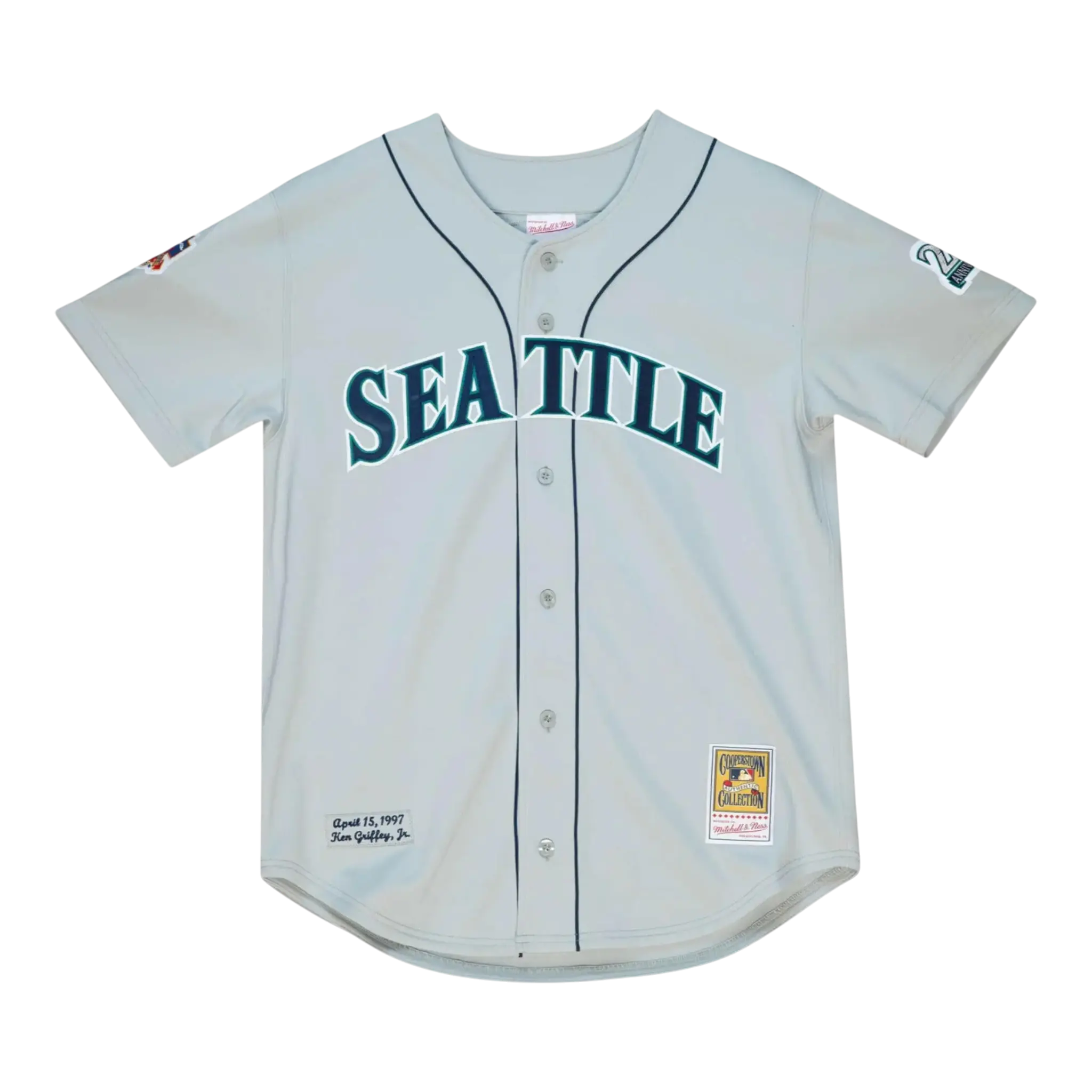 Mitchell & Ness Authentic Seattle Mariners 1997 Ken Griffey Jr. Men Baseball Jersey Grey