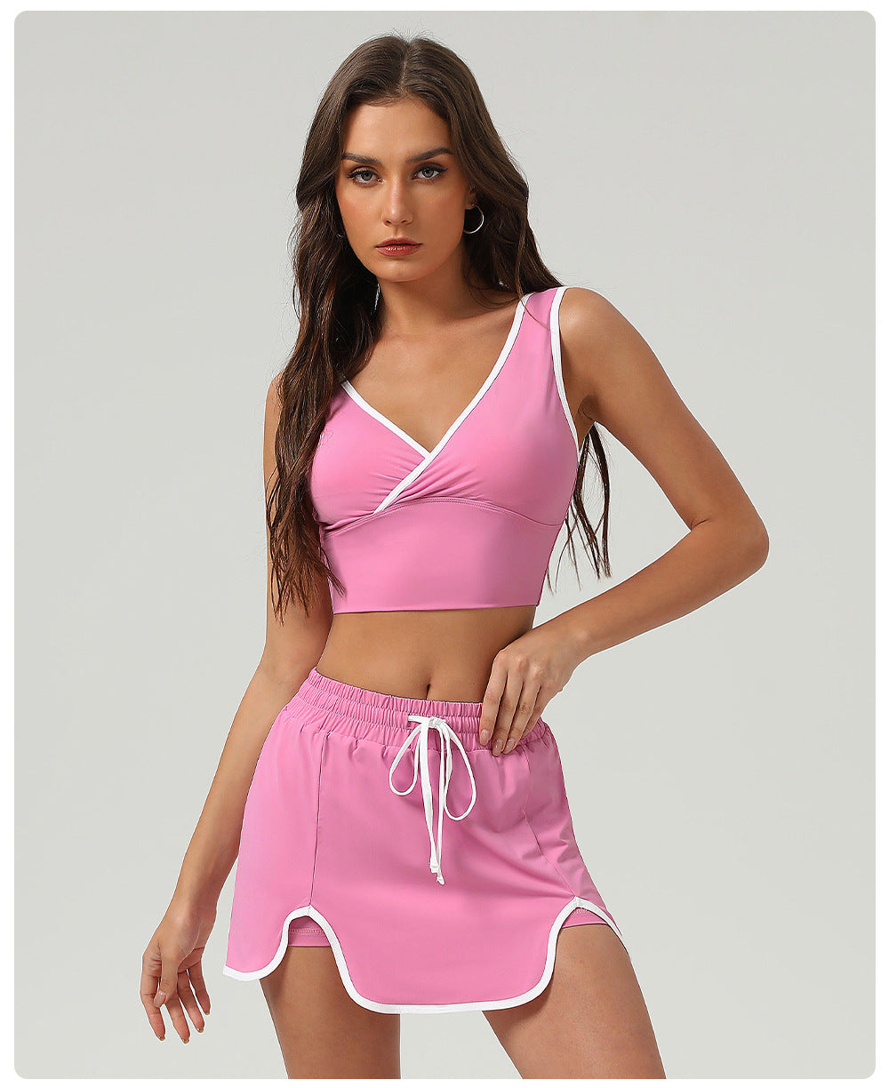 Summer Sports Casual Set Running Exercise 2 PC Short Skirt Golf Pickleball Badminton Tennis ladies