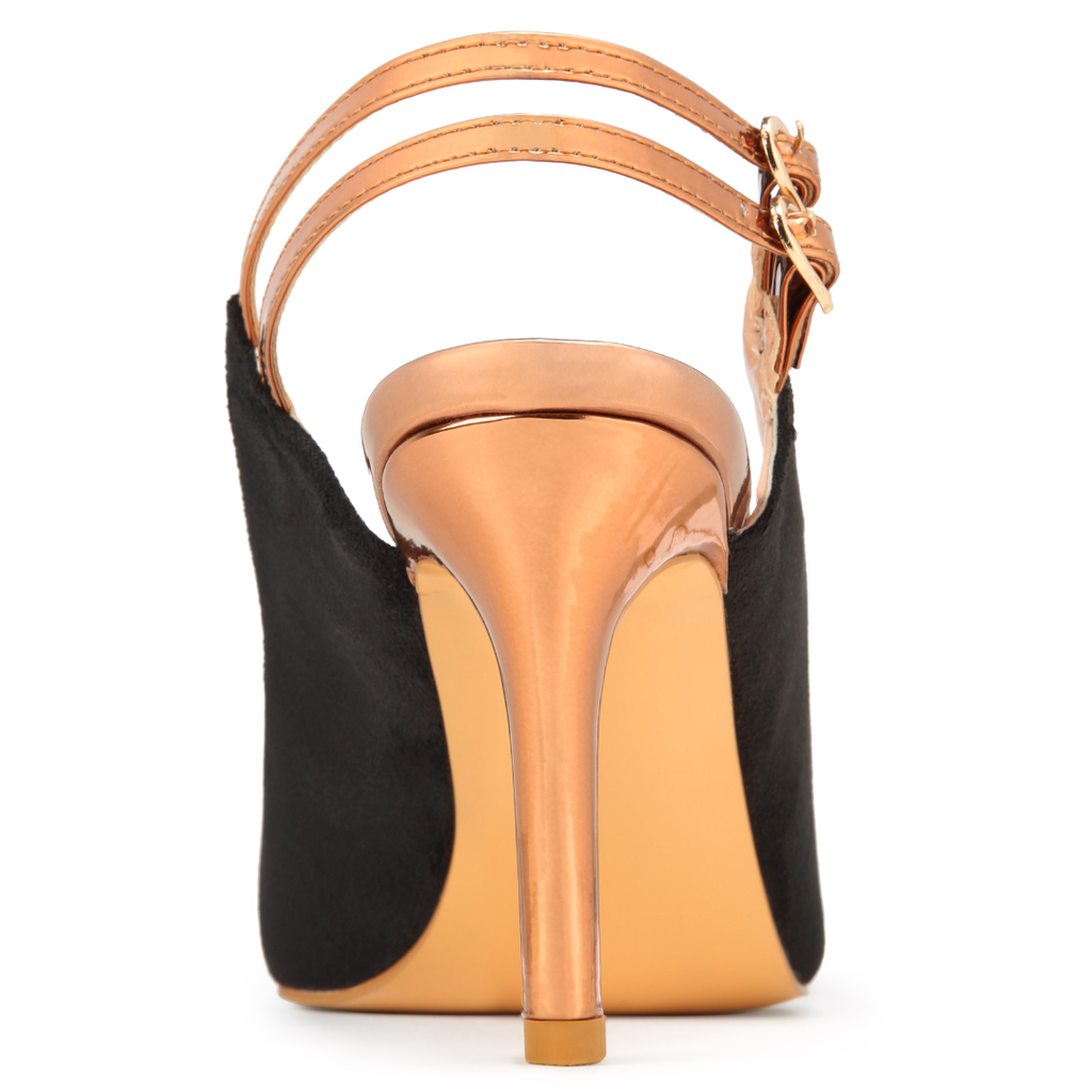 Renee Slingback pumps heels shoes black suede bronze slingbacks 9 Vaila