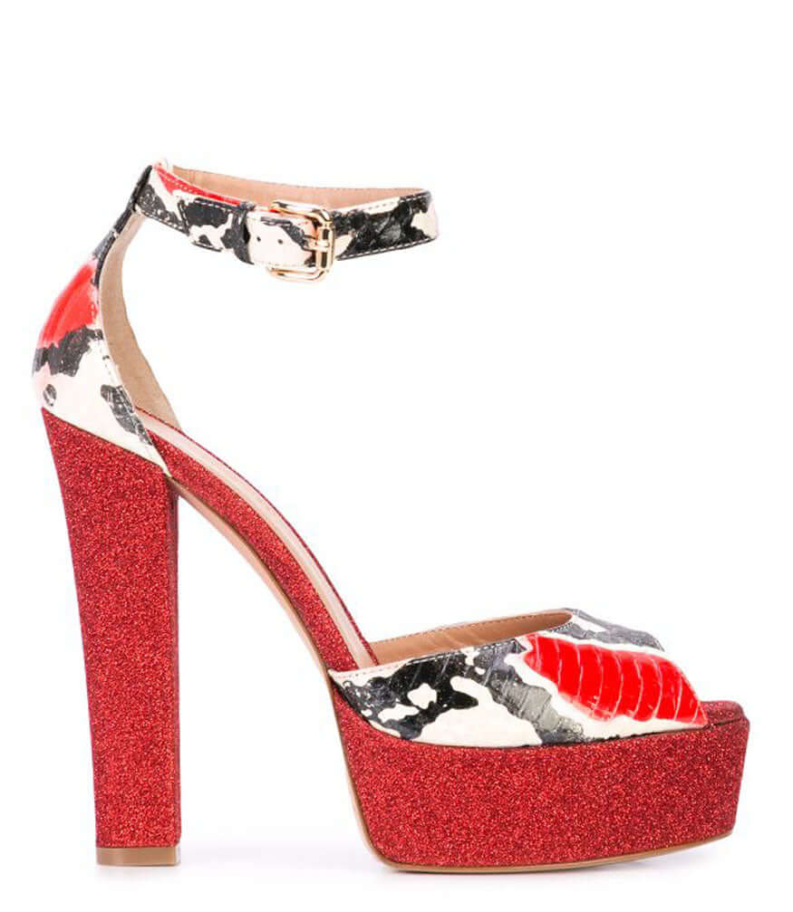 Red Venezia Platform Heel Snake Italy Black Shoes Madison Maison