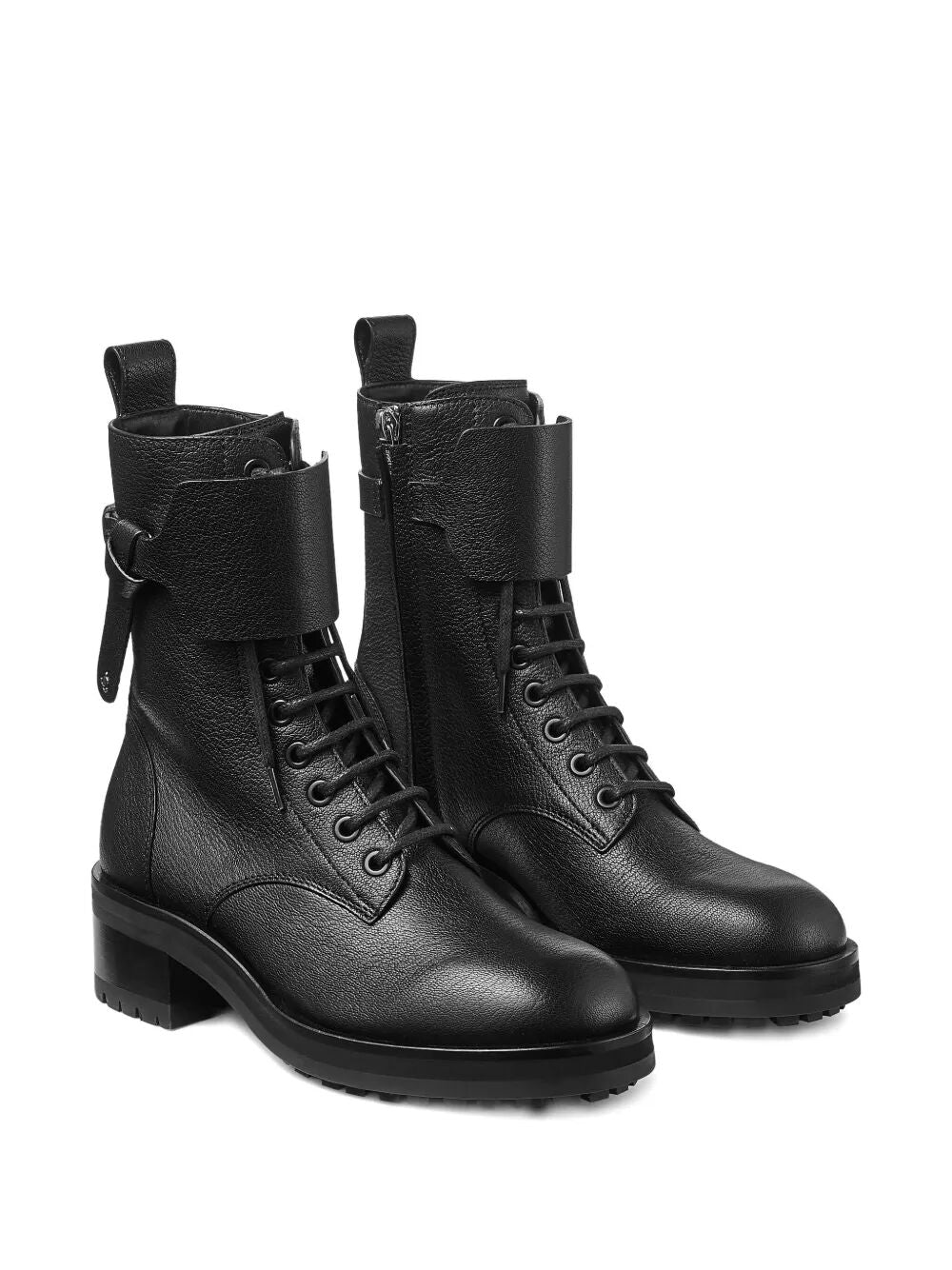 Jimmy Choo ladies Rosabel Leather Lace-Up Combat Boots black Motorcycle