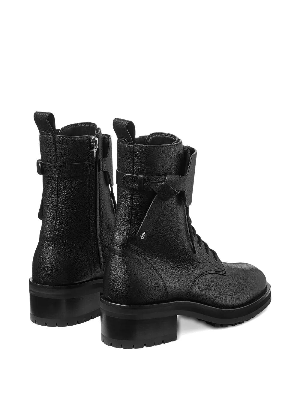 Jimmy Choo ladies Rosabel Leather Lace-Up Combat Boots black Motorcycle