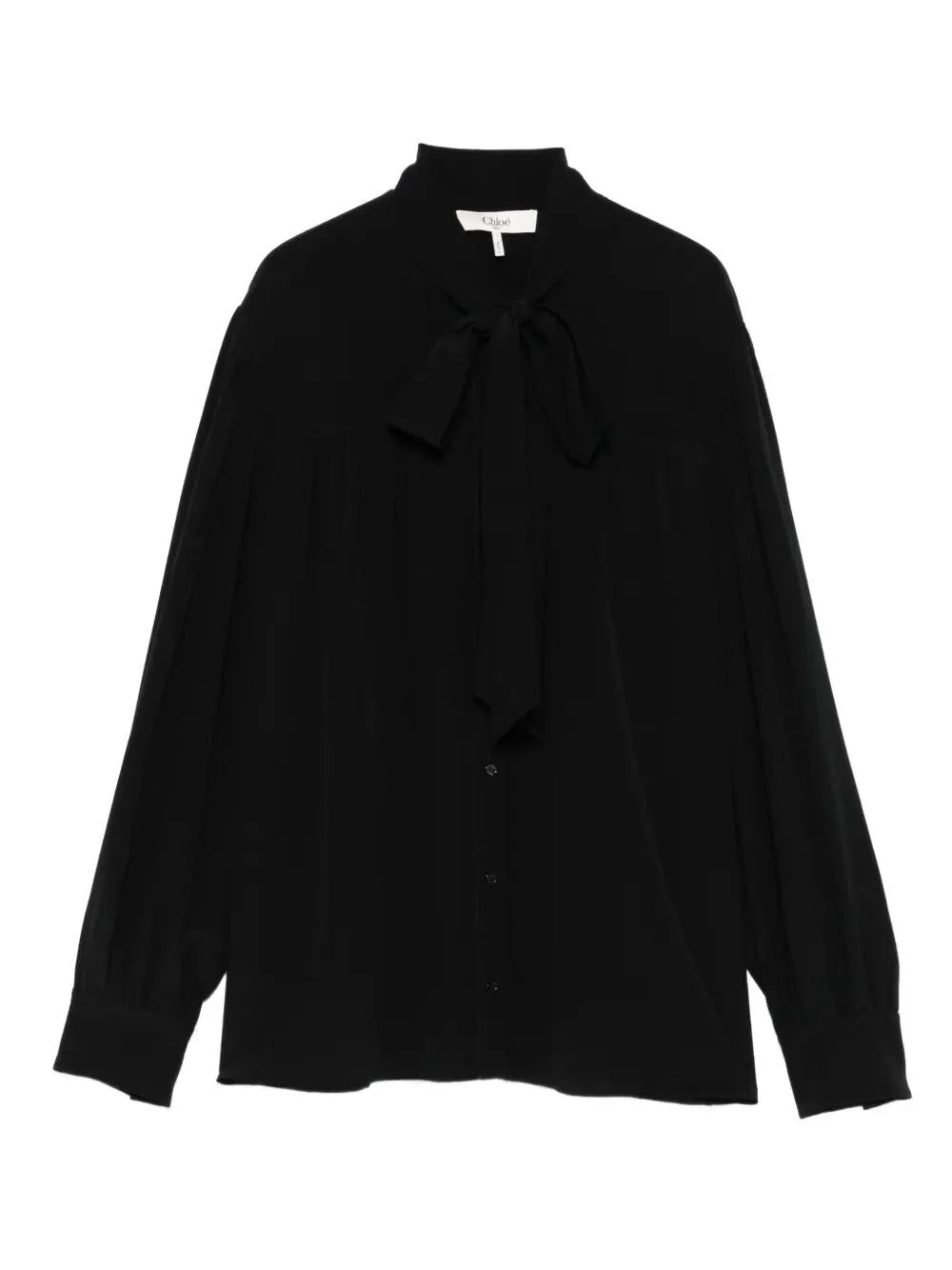 Chloé ladies Blouse top silk black bow collar gathered