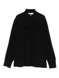 Chloé ladies Blouse top silk black bow collar gathered