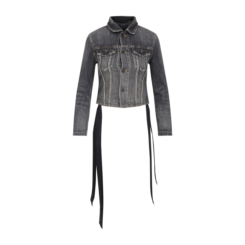 Balenciaga Lace Up trucker Jacket ladies dark grey