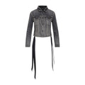 Balenciaga Lace Up trucker Jacket ladies dark grey