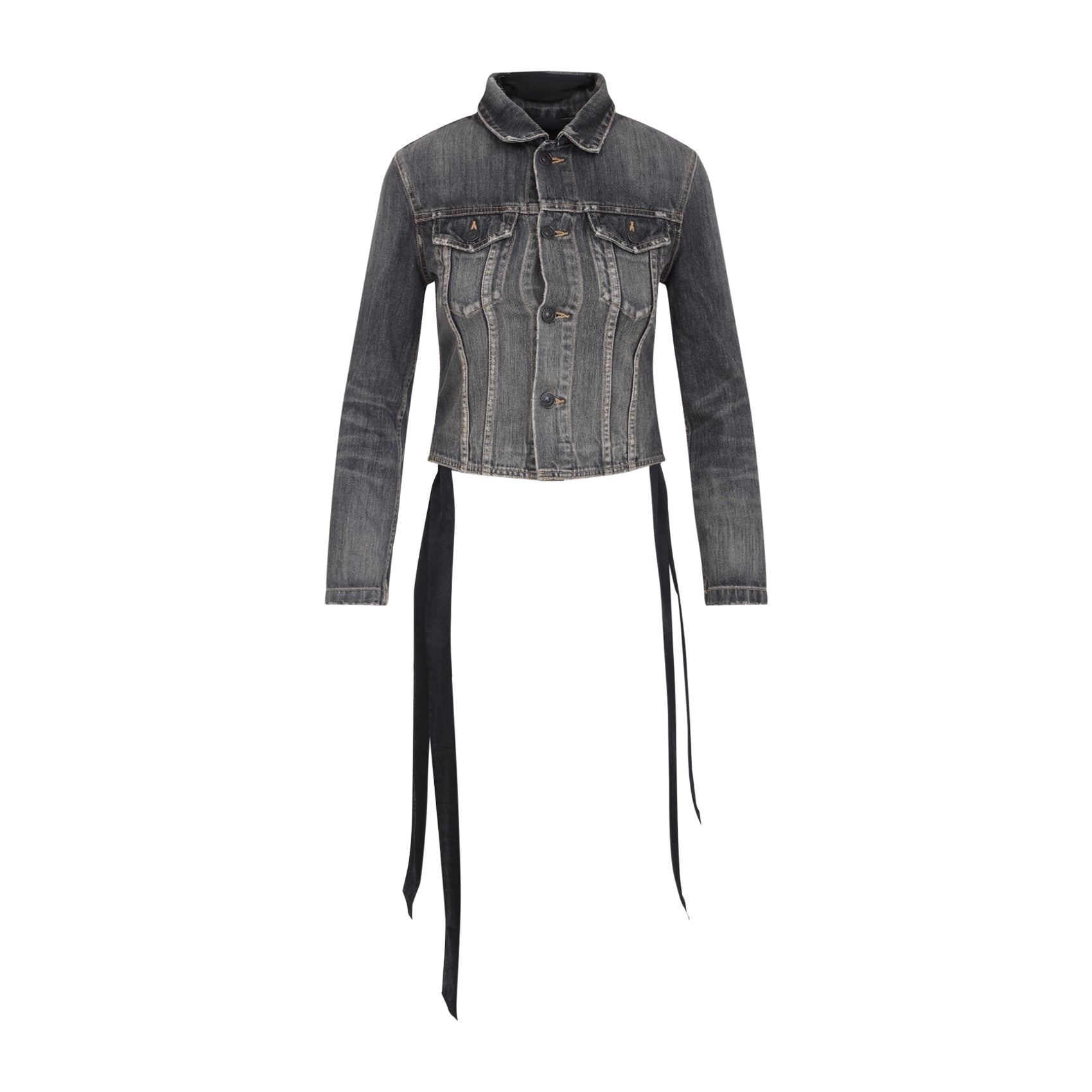 Balenciaga Lace Up trucker Jacket ladies dark grey