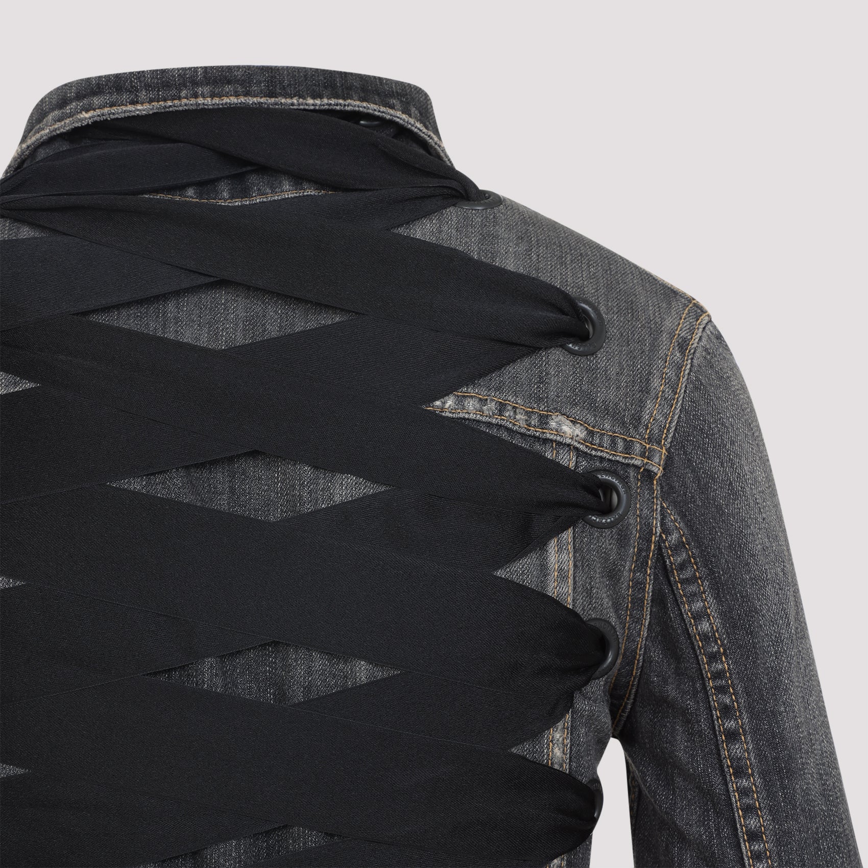 Balenciaga Lace Up trucker Jacket ladies dark grey