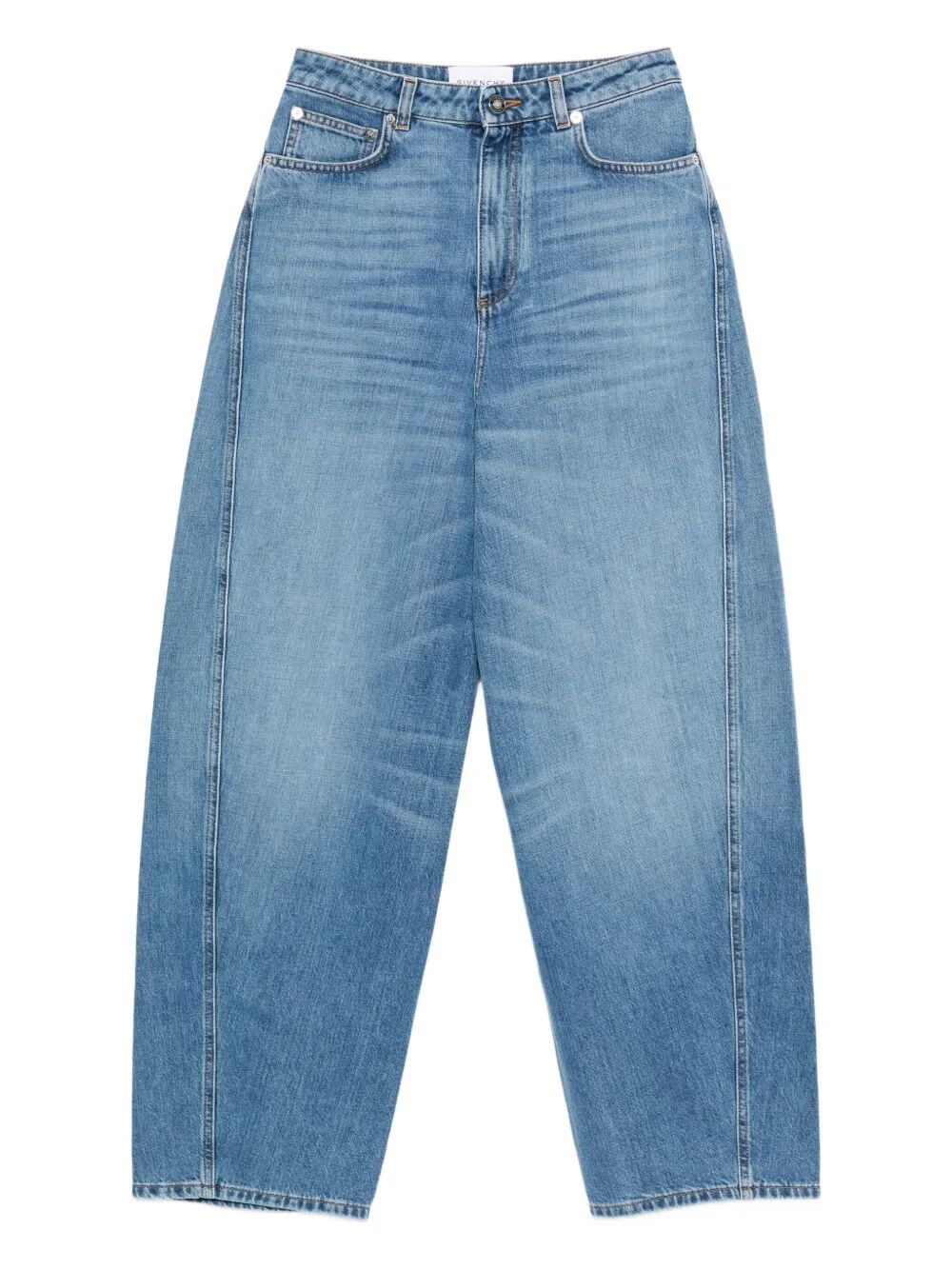 Givenchy ladies Cocoon Logo-Patch Jeans barrel leg blue