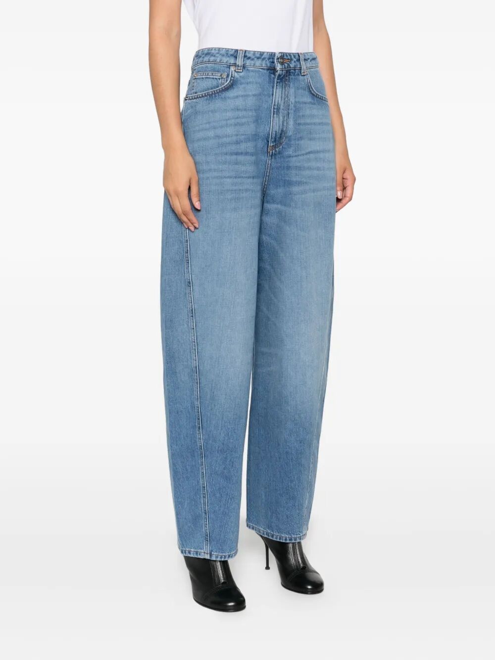 Givenchy ladies Cocoon Logo-Patch Jeans barrel leg blue