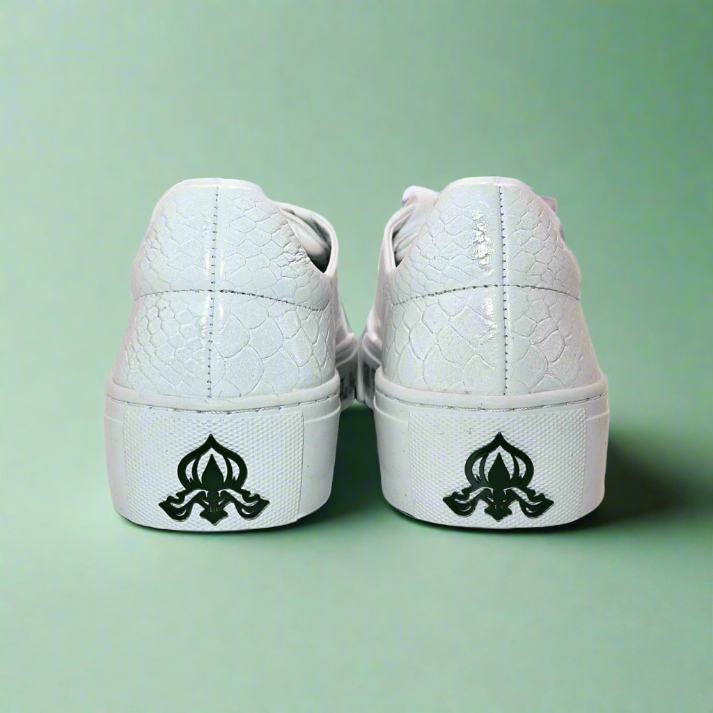 Michaela V Amare Ladies White Italian Leather Sneakers