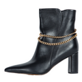 Janet Booties stiletto boots extended plus sizes black chain Vaila