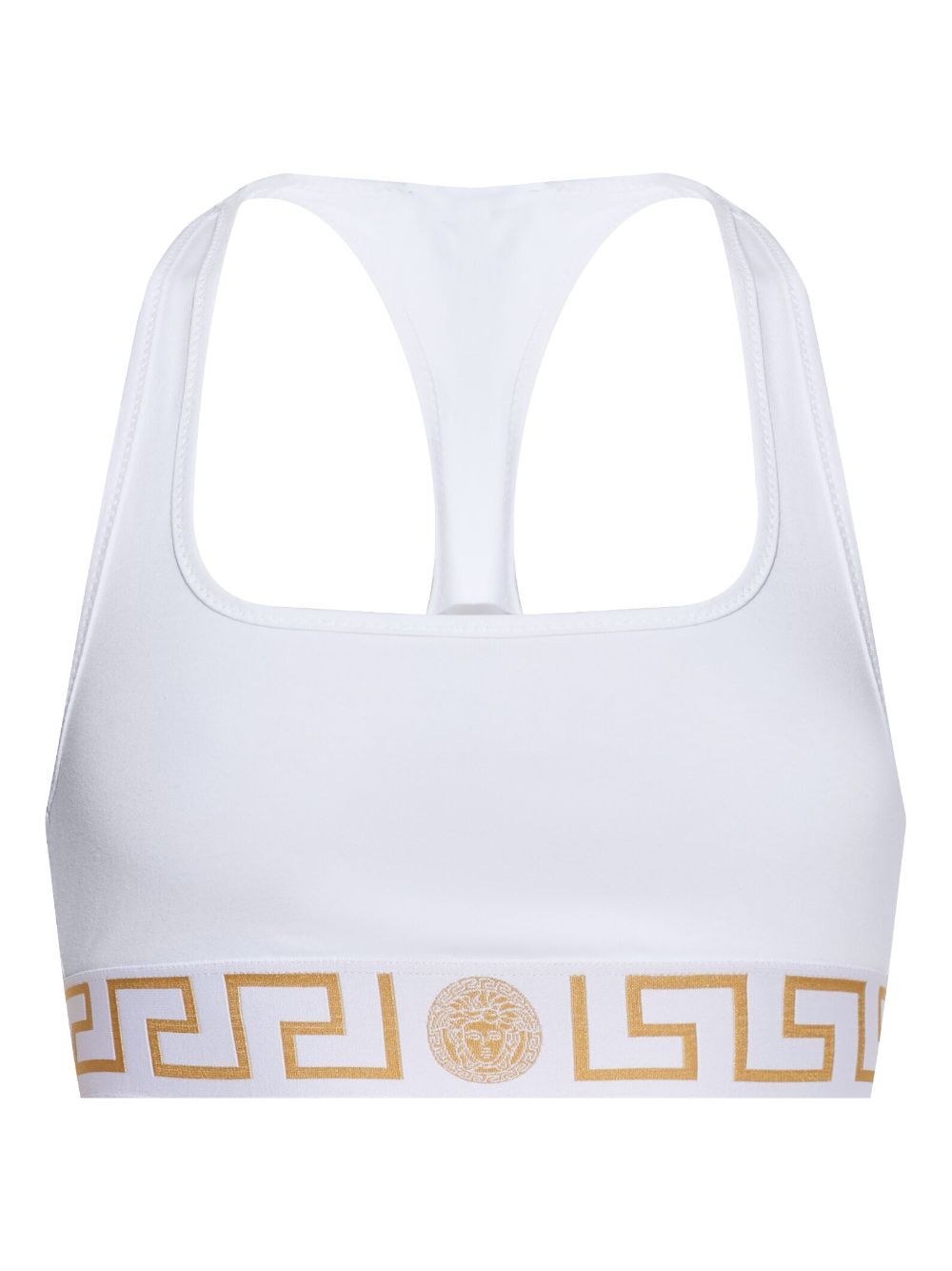 Versace ladies Greca Border Scoop Bralette sports bra top white