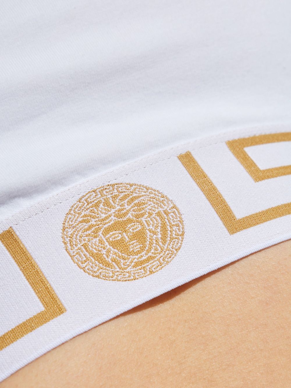 Versace ladies Greca Border Scoop Bralette sports bra top white