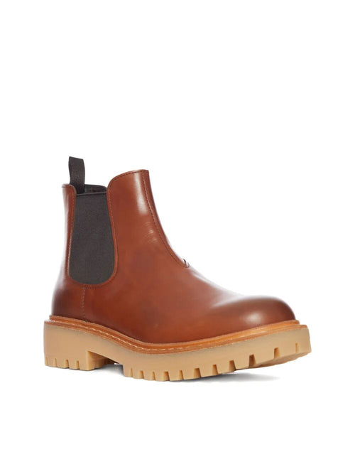 Prada Men's Leather Chelsea Boots brown leather ankle