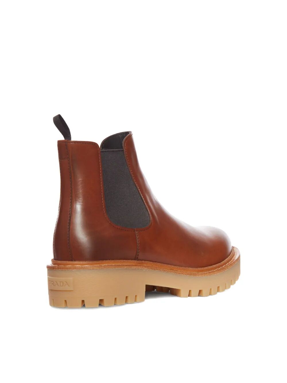 Prada Men's Leather Chelsea Boots brown leather ankle