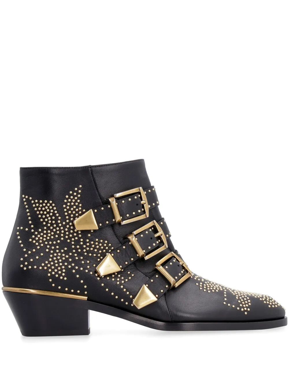 Chloe ladies Susanna Nappa Leather Ankle Boots black w/gold details