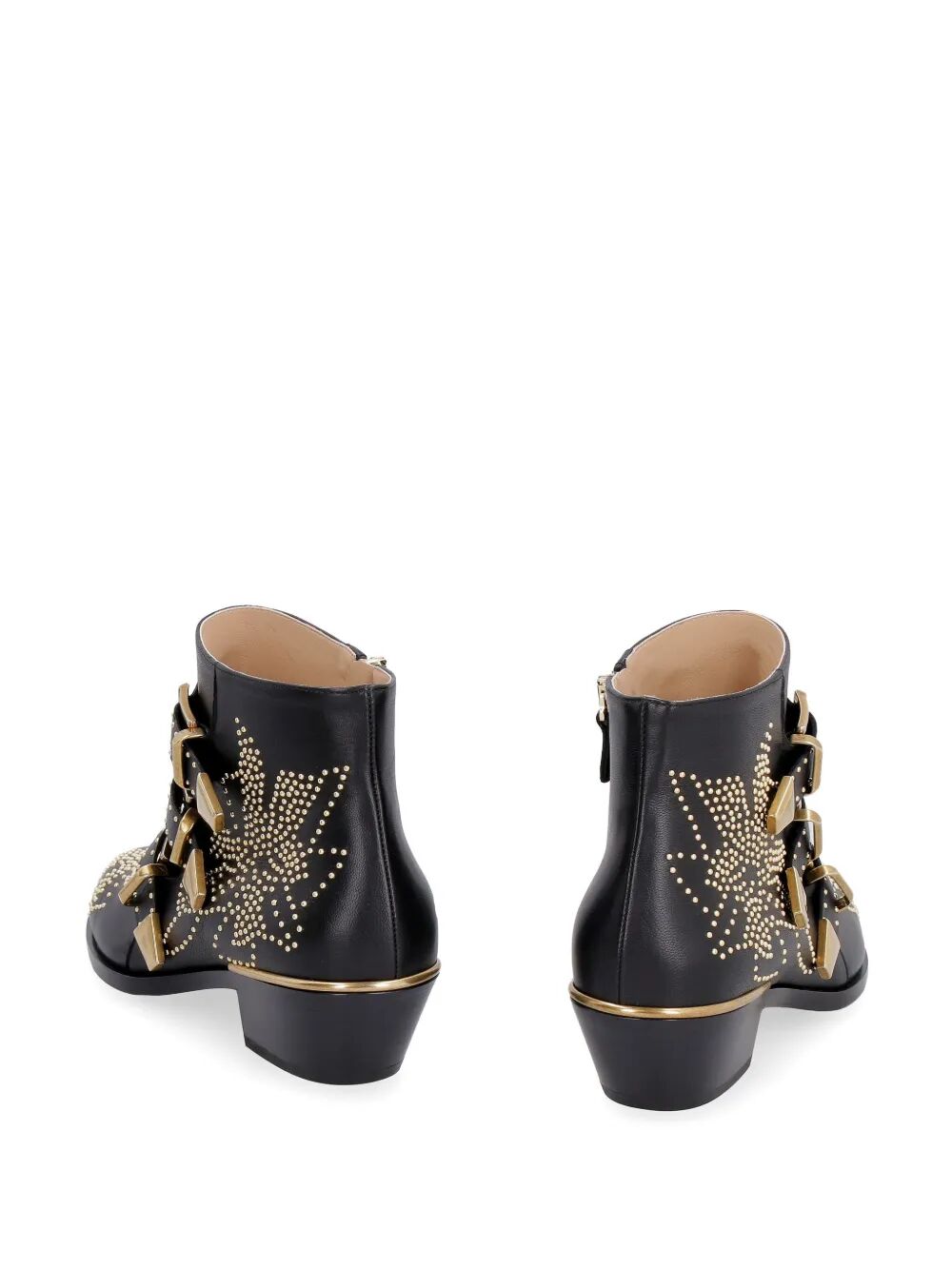 Chloe ladies Susanna Nappa Leather Ankle Boots black w/gold details