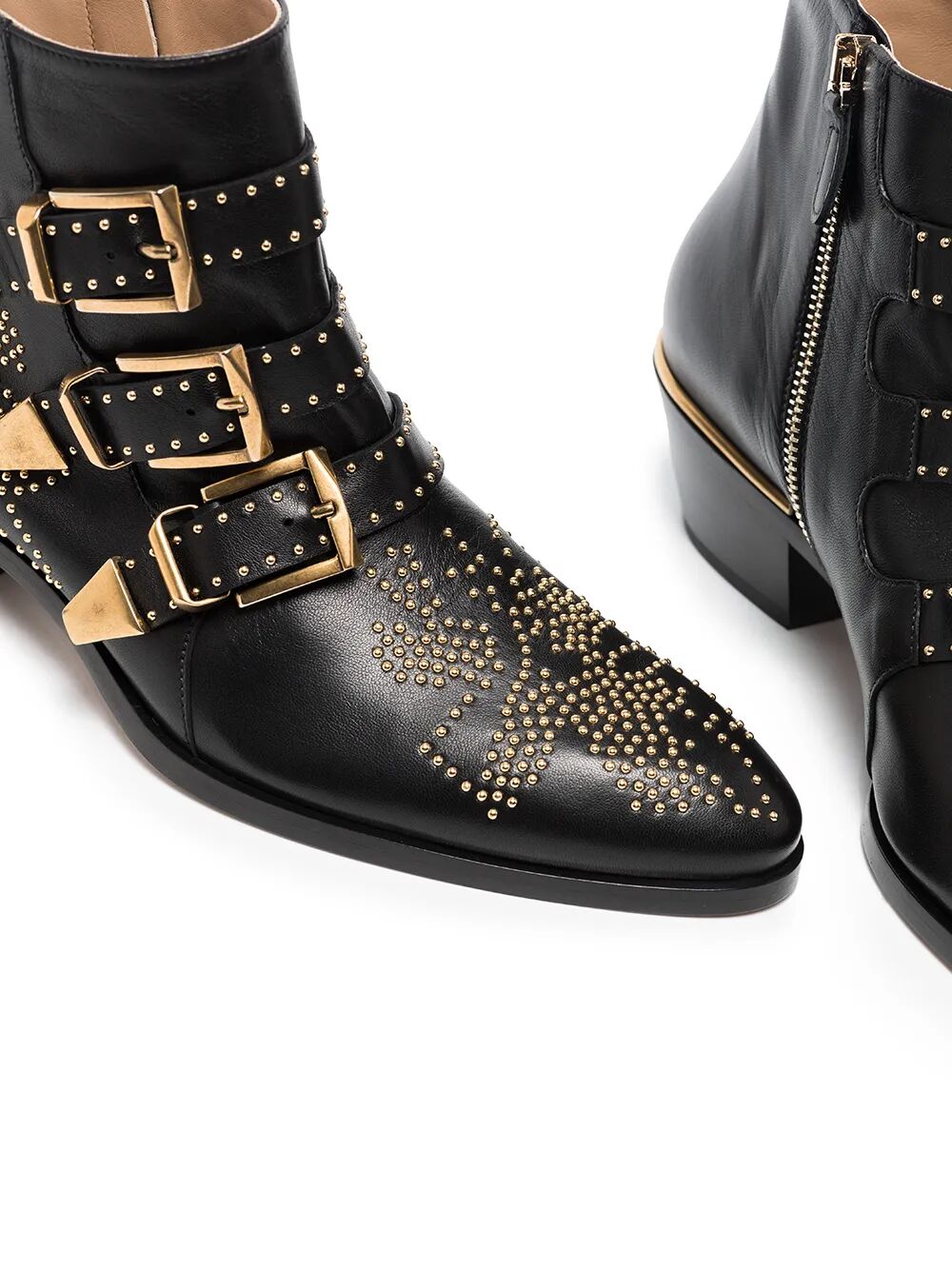 Chloe ladies Susanna Nappa Leather Ankle Boots black w/gold details