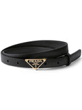 Prada Ladies Cinture Belt black leather with gold logo plaque buckle