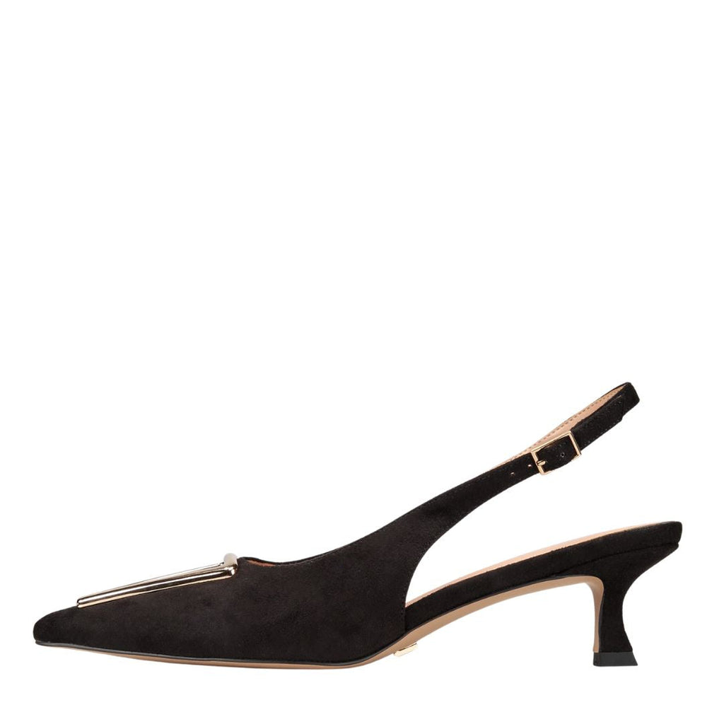 Cecilia Slingback Black Vaila extended sizes low kitten heel shoes career